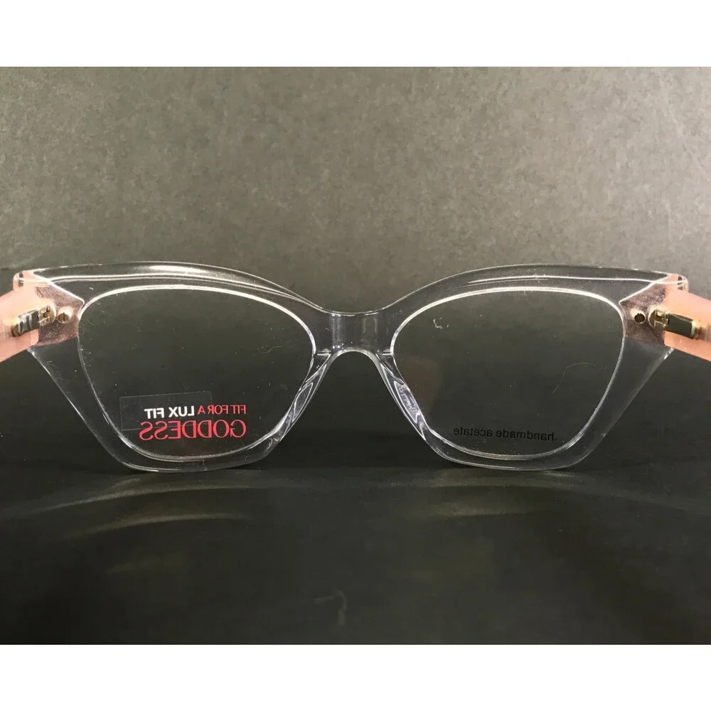 Fit For A Goddess Eyeglasses Frames FGO009 CRY Crystal Pink Cat Eye 55-18-150